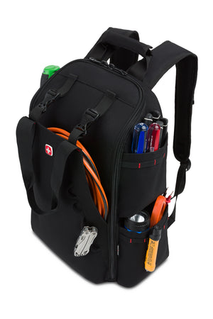 Swissgear 1035 Pro Toolbag Backpack - Black Upright structure keeps the backpack upright and easily accessible, saving time and eliminating the hassle of fumbling for tools