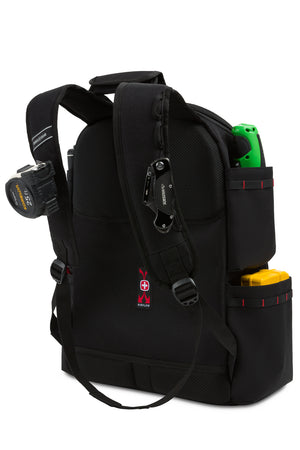 Swissgear 1035 Pro Toolbag Backpack - Black Reinforced case-base ensures the backpack stays upright no matter how heavy it is comfortable no matter the weight, while the Airflow back panel with mesh fabric helps keep you cool