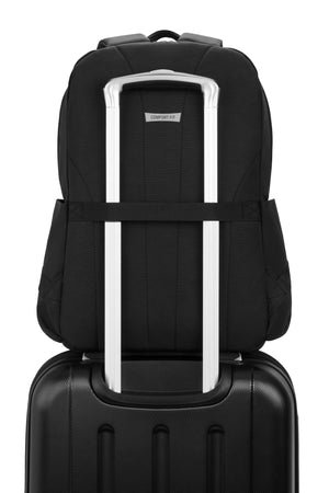 SWISSGEAR 1055 Backpack - Black - durable passthrough trolley strap slips over most luggage transport handles for ease during travel