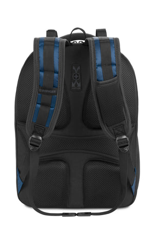 Wenger Ibex 17 inch Laptop ScanSmart Backpack - Black/Gray/Blue Airflow back padding keeps wearer cool