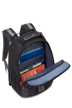 Wenger Legacy 16 inch Laptop Backpack - Black/Gray CaseBase stabilizing platform keeps the bag standing upright