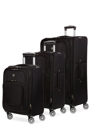 Swissgear 7768 Expandable 3pc Spinner Luggage Set in Black