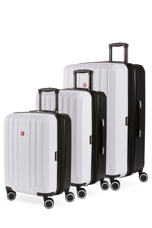 Swissgear 8028 Expandable Hardside Spinner 3pc Luggage Set - White/Black