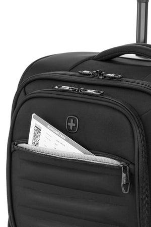 SWISSGEAR Checklite Underseater Carry On Suitcase - Black with front zippered ticket pocket