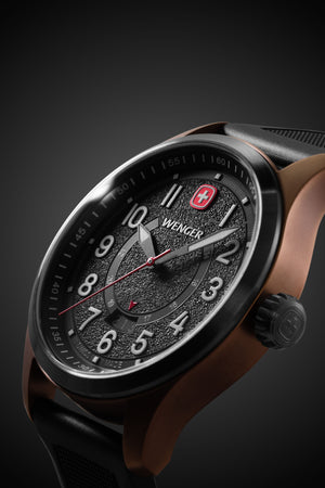 Wenger Terragraph Watch - Bronze and Black Ice with Black Dial and Black Silicone Strap