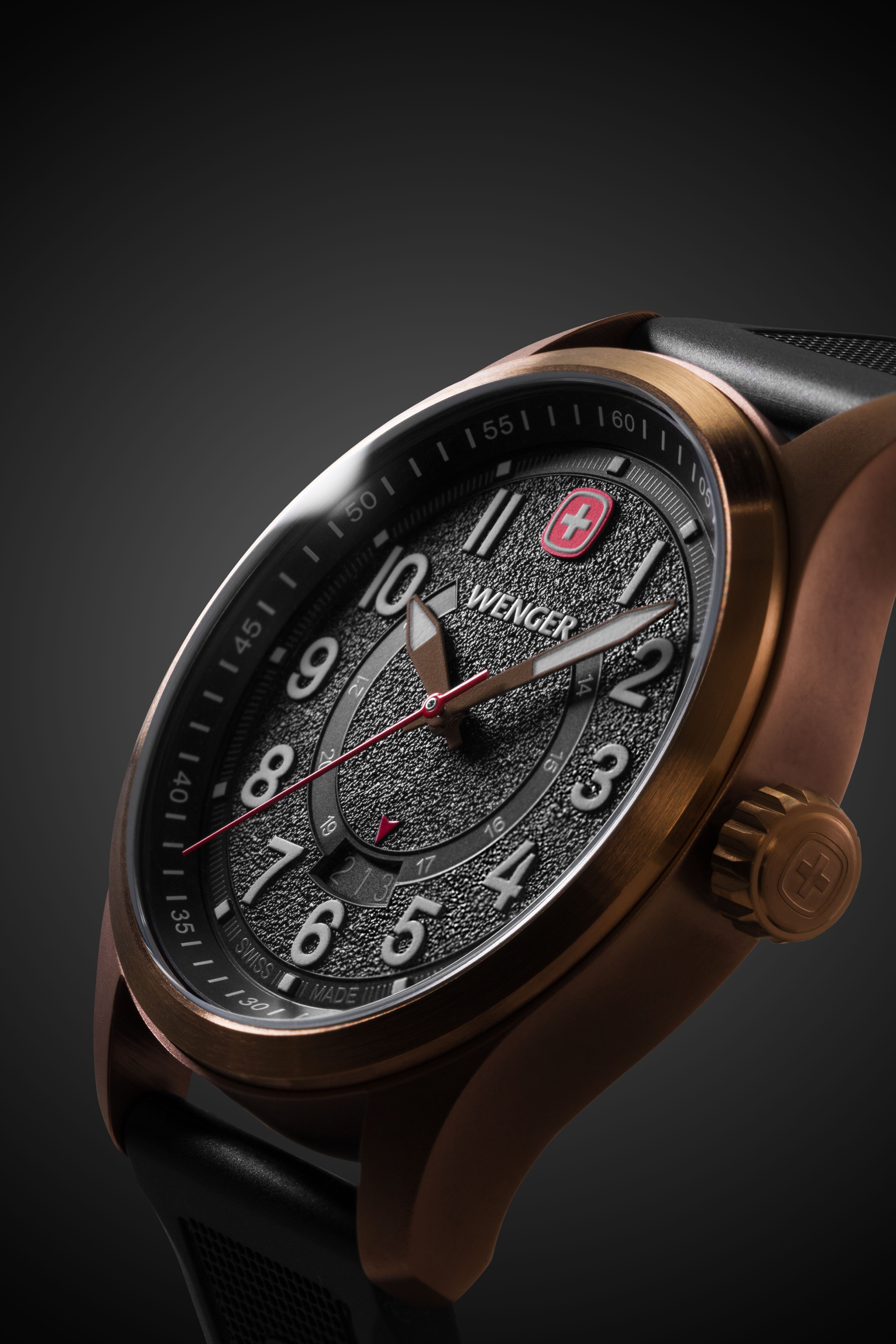 Wenger Terragraph Swiss Watch in Bronze with Black Dial and Black