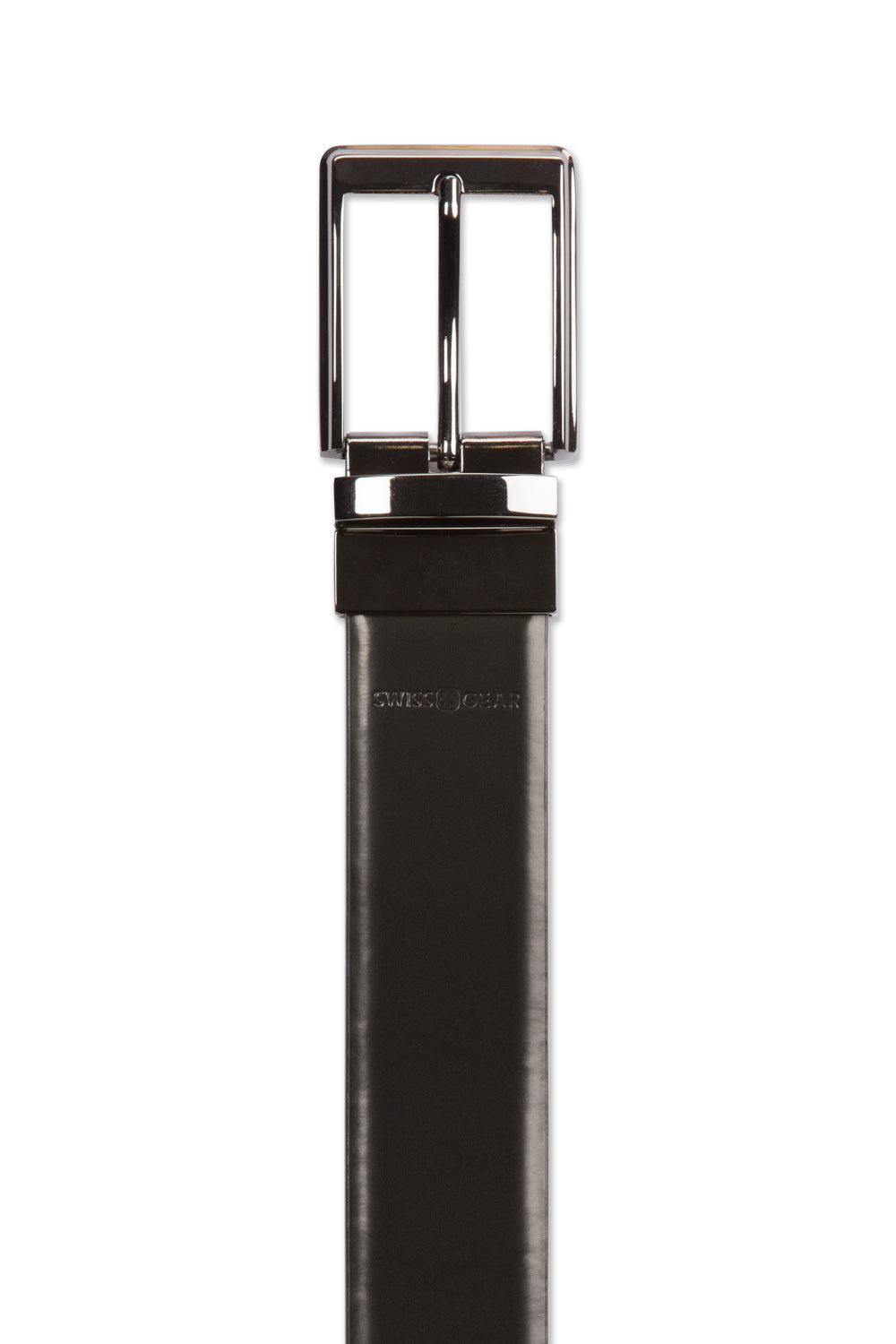 Swissgear Reversible Dressy Leather Belt - Black leather side with black stitching