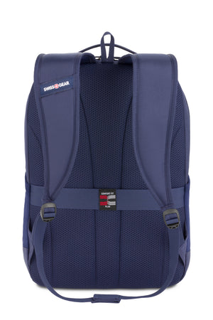 Swissgear Orientation 16 inch Laptop Backpack - Navy Plush, breathable Comfort Fit Plus back panel with integrated trolley strap to attach your bag to a wheeled luggage when on the go