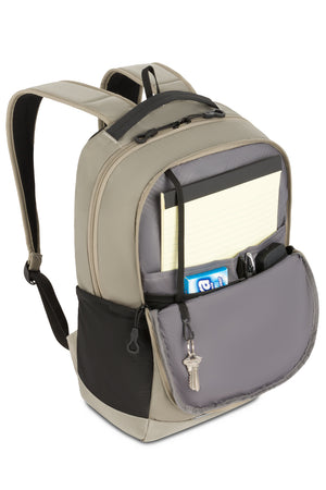 Swissgear Orientation 16 inch Laptop Backpack - Light Olive Essentials organizer compartment includes two elastic mesh pockets, elastic pen loops, a slip-in pocket for a folder or notebook, plus an integrated lanyard for attaching keys or a fob to.