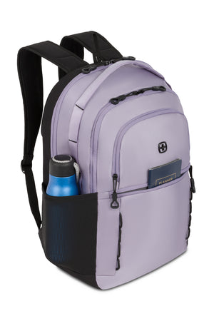 Swissgear Versa 16 inch Laptop Backpack - Lavender Gray Dual side elastic mesh water bottle pockets