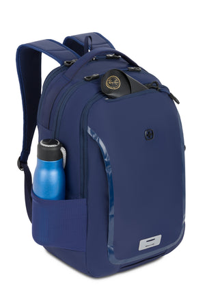 Swissgear Shield 16 inch Laptop Backpack - Navy Dual side elastic mesh water bottle pockets