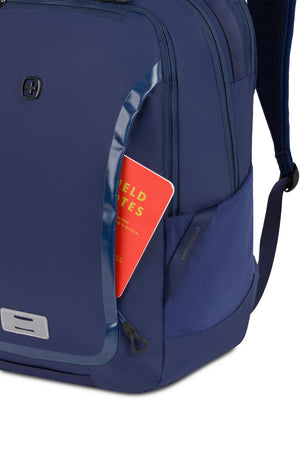 Swissgear Shield 16 inch Laptop Backpack - Navy Large hidden front compartment is zippered for security
