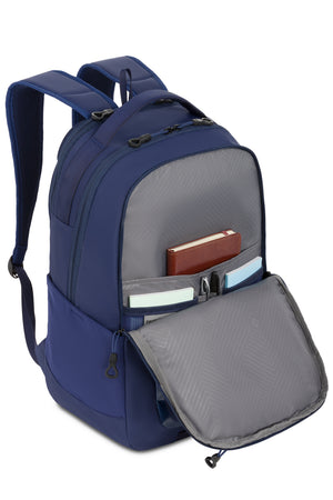 Swissgear Shield 16 inch Laptop Backpack - Navy Integrated organizer with dual elastic mesh pockets, room for pens, plus a large slip-in pocket for notebooks and folders