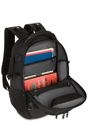 Swissgear 1028 USB ScanSmart Laptop Backpack - Large capacity main compartment features a a file pocket, and a large zippered mesh pocket for extra cables and adaptors
