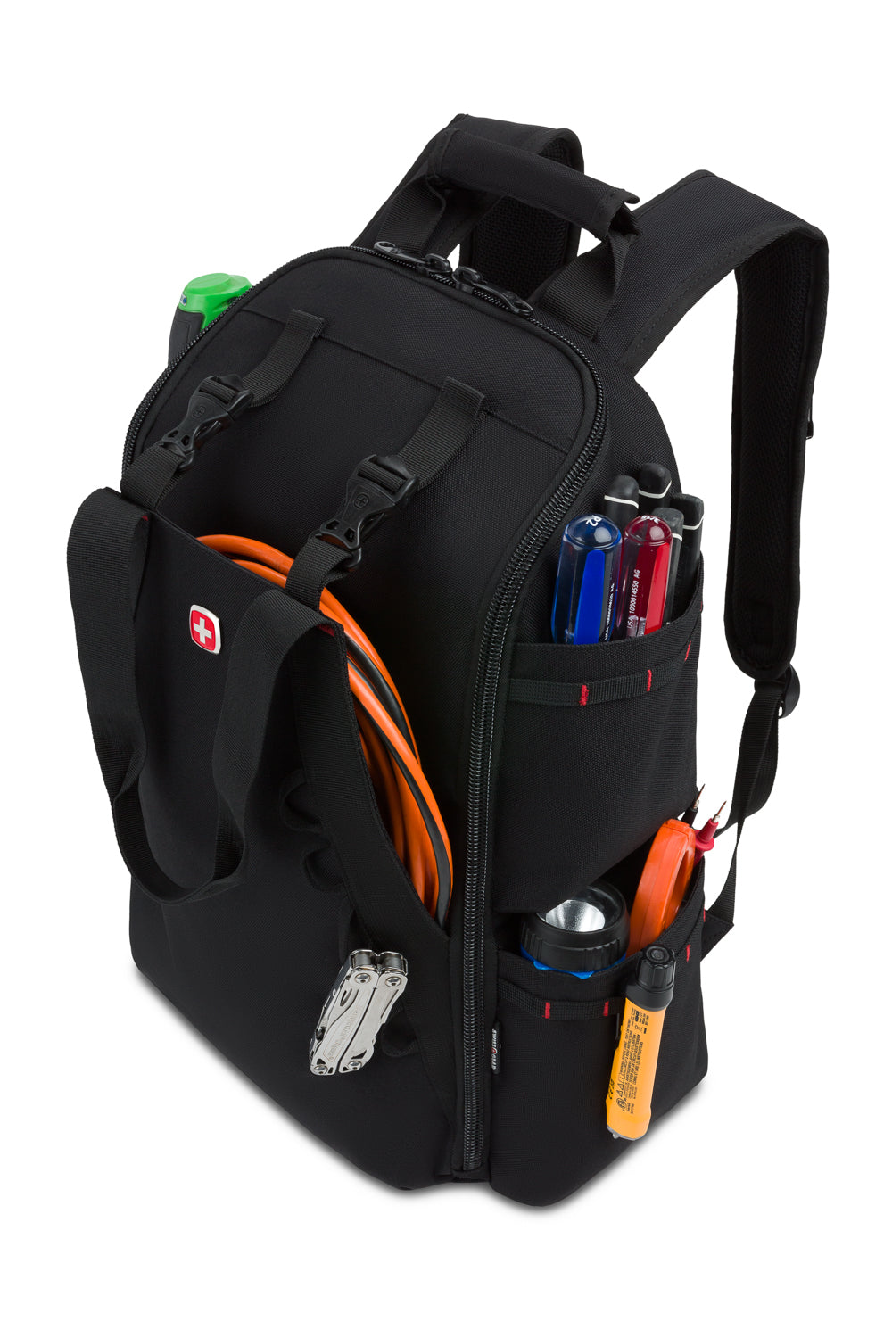 Swissgear 1035 Pro Toolbag Backpack - Black Upright structure keeps the backpack upright and easily accessible, saving time and eliminating the hassle of fumbling for tools