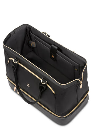 SWISSGEAR 1098 Weekender Tote Travel Bag - Black/Gold Wire-framed wide opening, inspired by classic designs, for effortless packing and unpacking