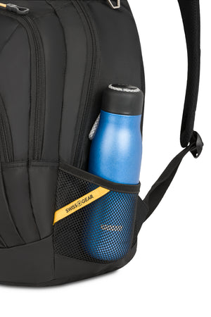 SWISSGEAR 1186 Laptop Backpack - Special Edition - Black Gold Side water bottle pockets