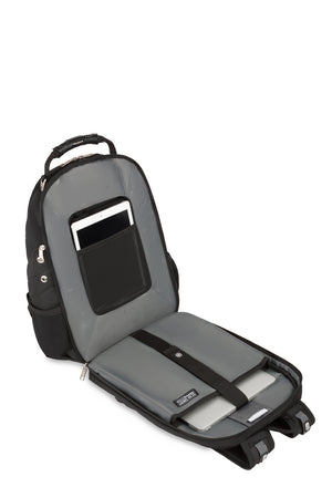 Swissgear 1696 ScanSmart Laptop Backpack Unobstructed, ScanSmart lay-flat design helps speed through airport security by allowing laptop-in-case scanning through TSA X-ray machines