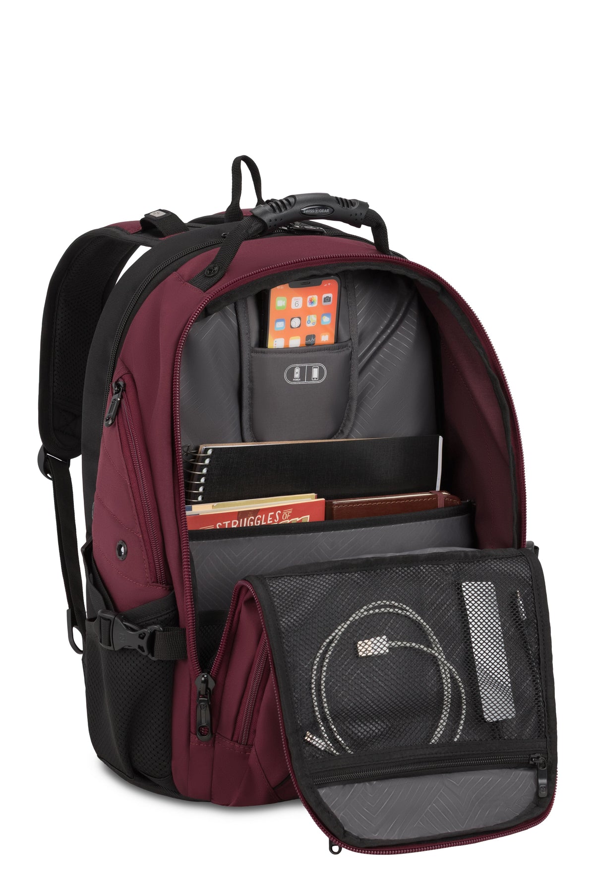 SWISSGEAR 1900 ScanSmart Laptop Backpack - Merlot Red/Black - 06