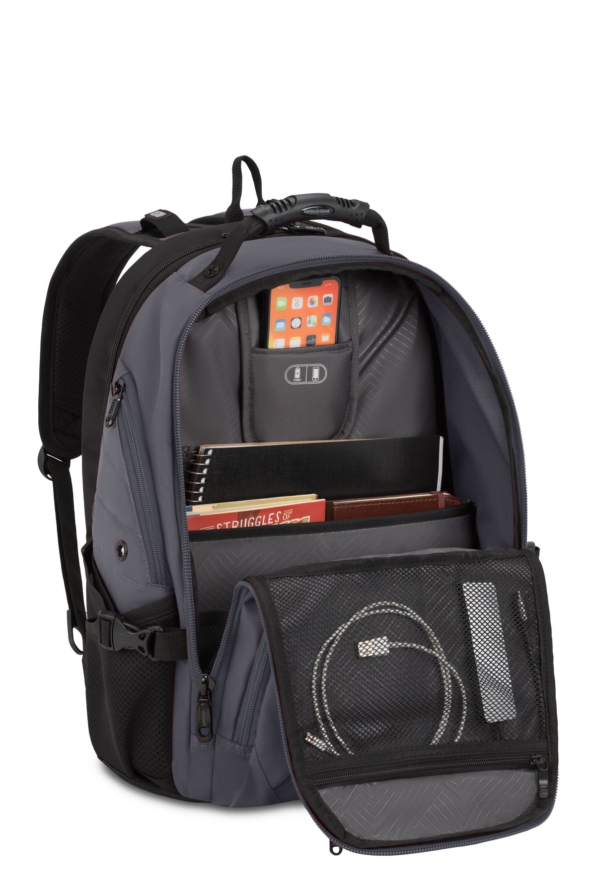 SWISSGEAR 1900 ScanSmart Laptop Backpack - Grey/Black - 06