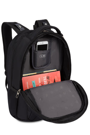 Swissgear 1908 ScanSmart Backpack with large main compartment with media pocket to hold smartphone or music player 