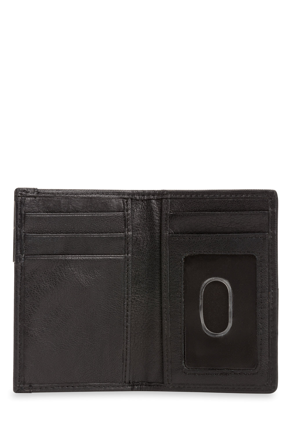 Swissgear RFID Bifold Wallet card slots, ID window, and slip compartments