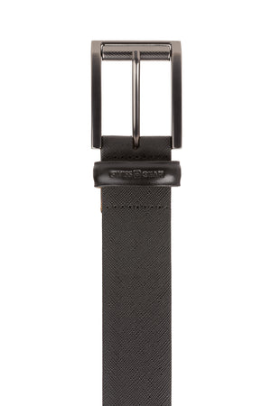SWISSGEAR Saffiano Large Leather Belt in Black