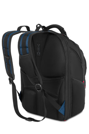 Wenger Ibex 17 inch Laptop ScanSmart Backpack - Black/Gray/Blue Shock-absorbing shoulder straps for maximum comfort