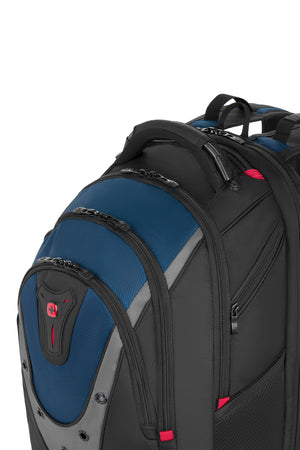 Wenger Ibex 17 inch Laptop ScanSmart Backpack - Black/Gray/Blue Wire-reinforced ergonomic grab handle for easy carrying