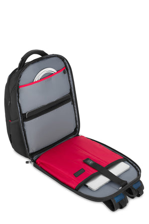 Wenger Ibex 17 inch Laptop ScanSmart Backpack - Black/Gray/Blue Triple Protected padded compartment protects up to a 17'' laptop and has a ScanSmart lay-flat design that helps speed through airport security by allowing laptop-in-case scanning through TSA 