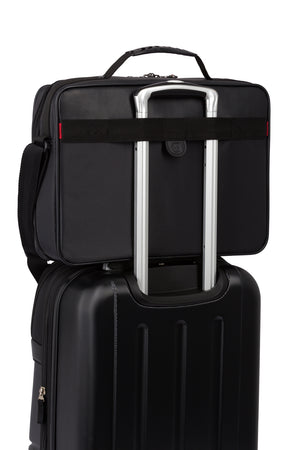 Wenger Insight 16 inch Single Gusset Computer Case Pass-Thru trolley strap slides over wheeled luggage handles for easy travel with multiple bags