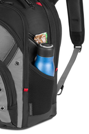 Wenger Synergy Pro 16 inch Laptop Backpack - Black/Gray Mesh side pockets are perfectly sized for water bottles, umbrellas, and other grab and go items