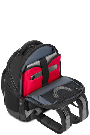Wenger Synergy Pro 16 inch Laptop Backpack - Black/Gray Triple-layer, padded compartment with hook and loop closure plus securing strap protects laptops up to 16''