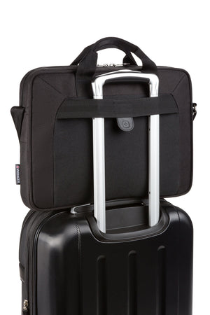 Wenger Platform 16 inch Laptop Slimcase Pass-Thru trolley strap slides over the handle of wheeled luggage for easy travel with multiple bags