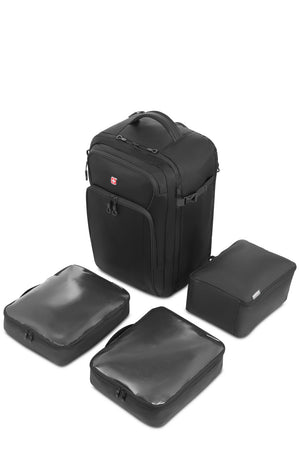 SWISSGEAR 3615 Deluxe Travel Laptop Backpack - Black Includes 3 detached accessory bags: 2 packing cubes, plus a shoe bag featuring a slip in mesh pocket for socks, belts, or other small garments