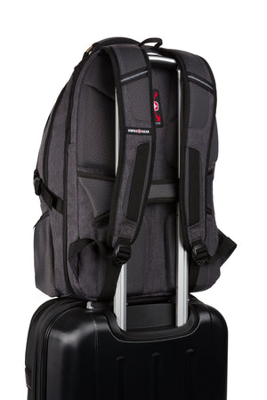 Swissgear 3760 ScanSmart Laptop Backpack Built-in trolly strap system allows bag to be safely carried on top of most wheeled luggage by sliding over retractable handle
