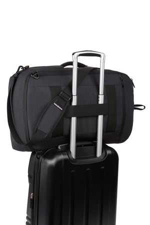 Swissgear 3766 USB Deluxe Travel Laptop Backpack - Charcoal - Pass-through strap for stacking on handle of luggage
