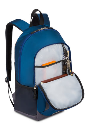 Swissgear 3795 Backpack Front organizer compartment has a removable key/fob clip and divider pockets for pens, mobile phone, an ID card, and memory stick