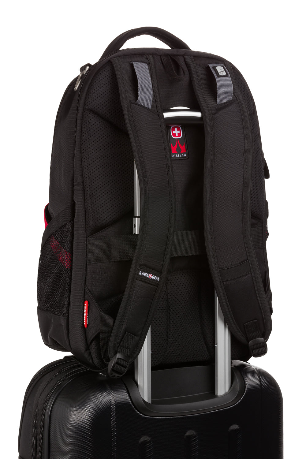 Swissgear 3906 Laptop Backpack - Add-a-bag trolley strap on back panel to easily glide over carry-on’s telescopic handle