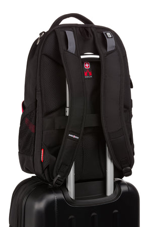Swissgear 3906 Laptop Backpack - Add-a-bag trolley strap on back panel to easily glide over carry-on’s telescopic handle