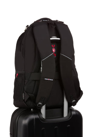 Swissgear 3918 Laptop Backpack - Add-a-bag trolley strap on back panel to easily glide over carry-on’s telescopic handle