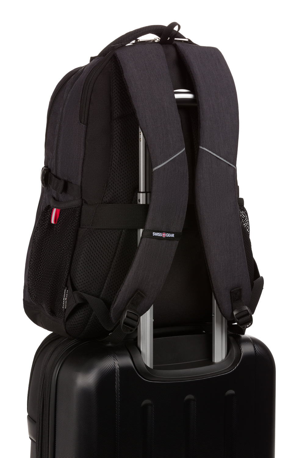 Swissgear 3932 Laptop Backpack - Add-a-bag trolley strap on back panel to easily glide over carry-on’s telescopic handle
