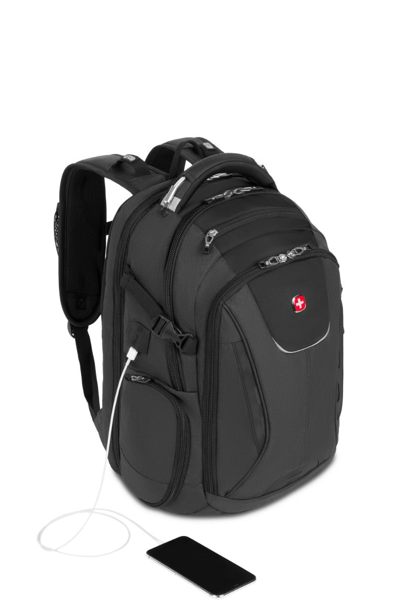 SWISSGEAR Travel Tech Elite USB ScanSmart Laptop Backpack - Grey Heather - 04