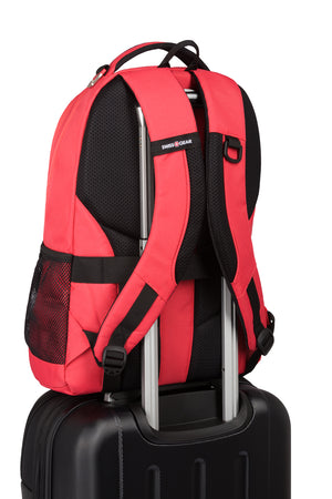 SWISSGEAR 5505 Laptop Backpack Add-a-bag feature allows bag to slide over extended handle of wheeled luggage