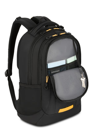 SWISSGEAR 5505 Laptop Backpack - Special Edition - Black/Gold Front organizer compartment with key/fob clip, and multiple divider pockets