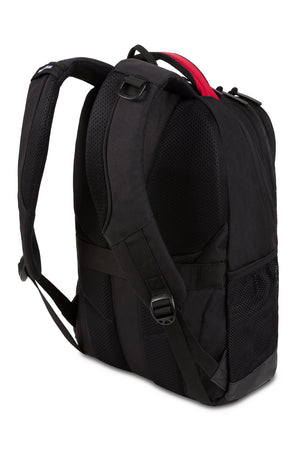 Swissgear 5505 Laptop Backpack Ergonomically contoured, padded shoulder straps with breathable mesh fabric, thumb ring adjuster pulls and D-ring buckle to attach gear to