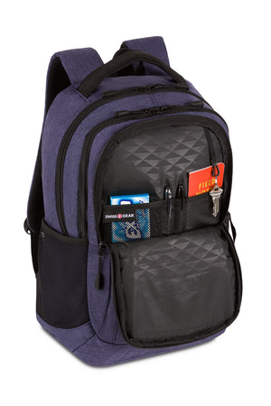 Swissgear 5668 Laptop Backpack-Purple Heather- Front organizer panel includes a key fob clip and multiple divider pockets 