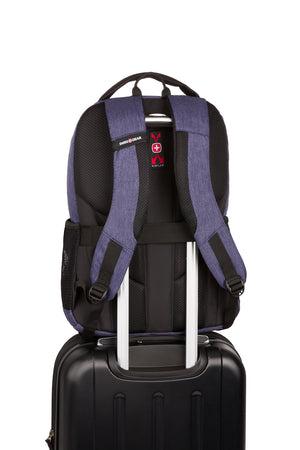 Swissgear 5668 Laptop Backpack-Purple heather- Add-a-bag strap fits over the extension handle of rolling luggage 