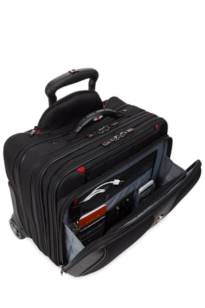 Wenger Patriot II Wheeled Business Case with Removable Laptop Case - Essentials organizer keeps power cords, chargers and business cards neat and accessible