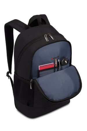 Wenger Quadma 16 inch Laptop Backpack - Front, zippered organizer compartment has divided interior pockets to hold all your essentials